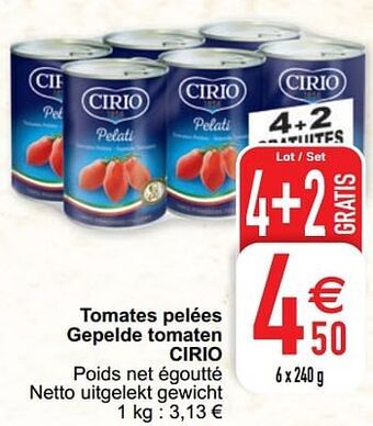 Cora Tomates pelées gepelde tomaten cirio aanbieding