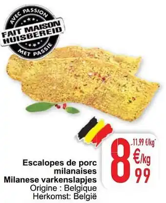 Cora Escalopes de porc milanaises milanese varkenslapjes aanbieding