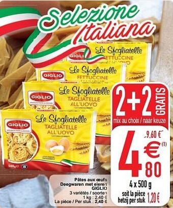 Cora Pâtes aux oeufs deegwaren met eieren giglio aanbieding