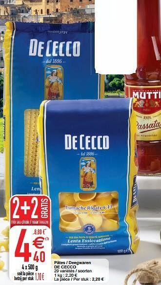 Cora Pâtes - deegwaren de cecco aanbieding