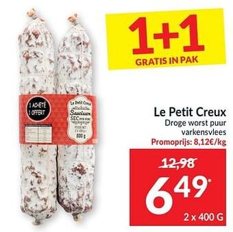 Intermarché Le petit creux droge worst puur varkensvlees aanbieding