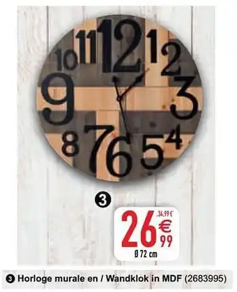Cora Horloge murale en - wandklok in mdf aanbieding