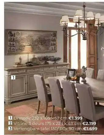 Euroshop Dressoir, Vitrine 3 Deurs, Verlengbare Tafel aanbieding