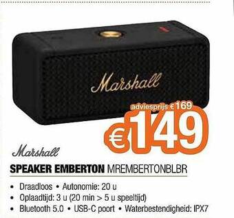 Expert Marshall Speaker Emberton Mrembertonblbr aanbieding