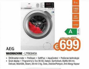 Expert Aeg Wasmachine L7fbg84sa aanbieding