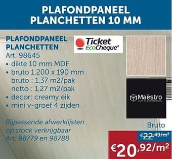 Zelfbouwmarkt Plafondpaneel planchetten aanbieding