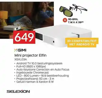 Gimi Mini Projector Elfin Xgl03a Selexion