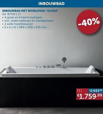 Zelfbouwmarkt Inbouwbad met whirlpool olivia aanbieding