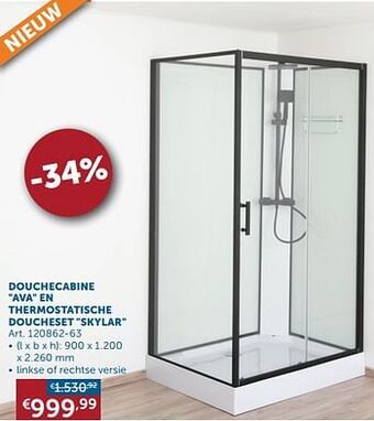 Douchecabine ava en thermostatische doucheset skylar
