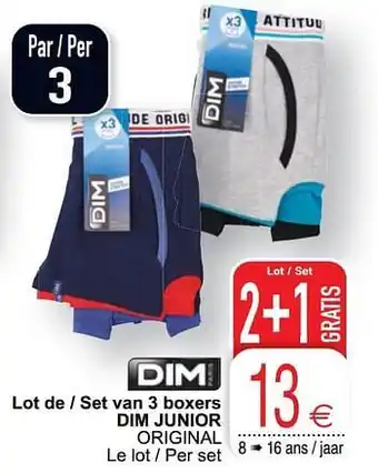 Lot de - set van 3 boxers dim junior original