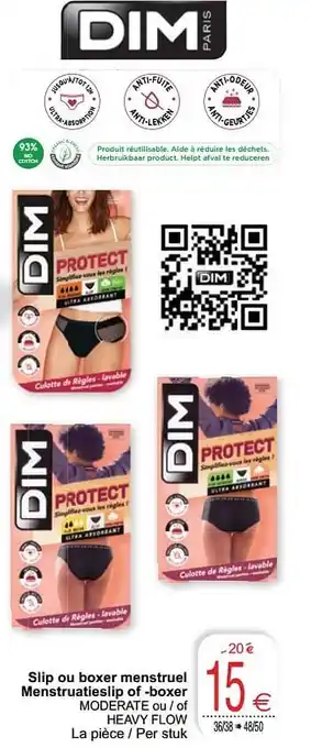 Cora Slip ou boxer menstruel menstruatieslip of -boxer moderate ou - of heavy flow aanbieding