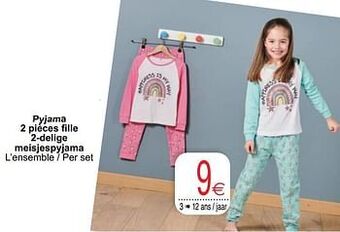 Pyjama 2 pièces fille 2-delige meisjespyjama