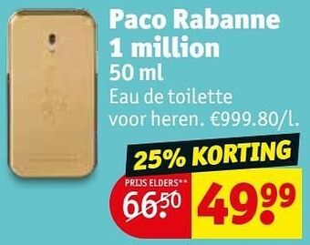 Kruidvat Paco rabanne 1 million aanbieding