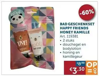 Zelfbouwmarkt Bad geschenkset happy friends honey kamille aanbieding