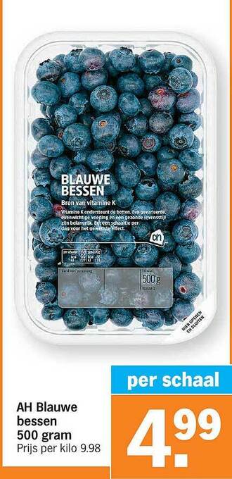 Albert Heijn Ah Blauwe Bessen 500 Gram aanbieding