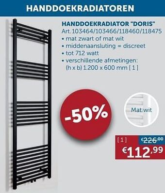 Zelfbouwmarkt Handdoekradiator doris aanbieding