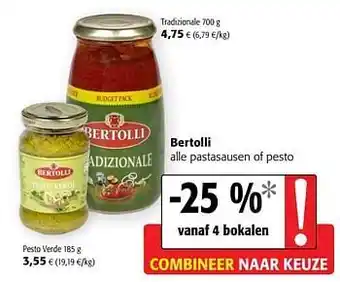 Colruyt Bertolli Pesto Verde 185 g aanbieding