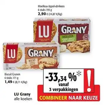 Colruyt Lu grany Moelleux Appel-abrikoos 195 g aanbieding