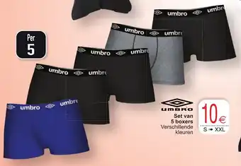 Cora Umbro Set van 5 boxers aanbieding