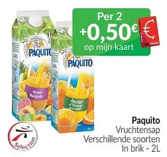 Intermarché Paquito vruchtensap aanbieding