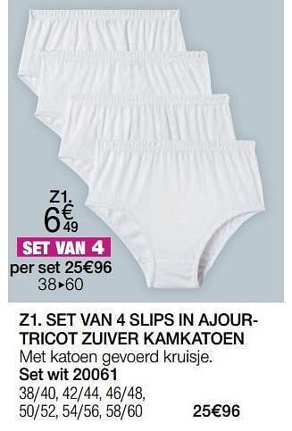 Damart Set van 4 slips in ajourtricot zuiver kamkatoen aanbieding