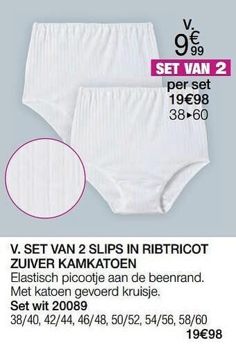 Damart Set van 2 slips in ribtricot zuiver kamkatoen aanbieding