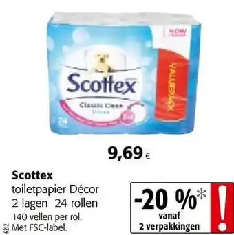 Colruyt Scottex toiletpapier décor 2 lagen 24 rollen aanbieding
