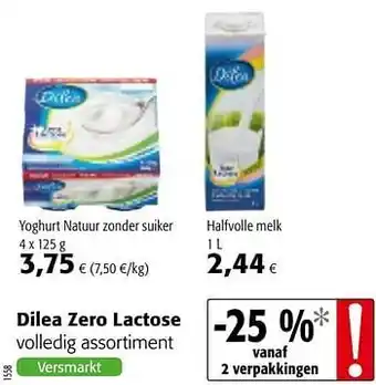 Colruyt Dilea zero lactose Halfvolle melk 1l aanbieding