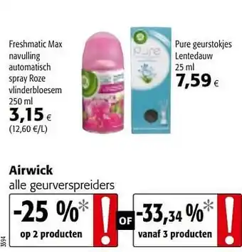 Colruyt Airwick Pure geurstokjes Lentedauw 25 ml aanbieding