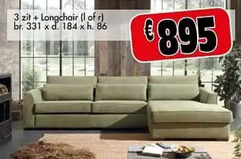 Budget Meubelen 3 zit + longchair aanbieding