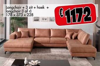 Longchair + 3 zit + hoek + longchair