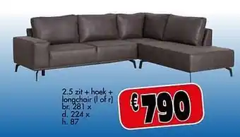 Budget Meubelen 2.5 zit + hoek + longchair aanbieding