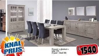Budget Meubelen Dressoir + glaskast + tafel aanbieding