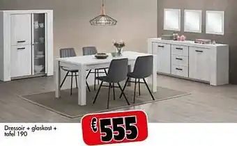 Budget Meubelen Dressoir + glaskast + tafel aanbieding