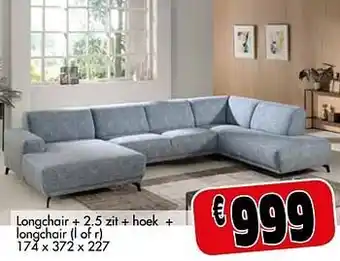 Longchair + 2.5 zit + hoek + longchair