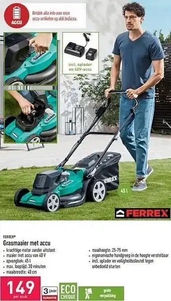 ALDI Ferrex grasmaaier met accu aanbieding