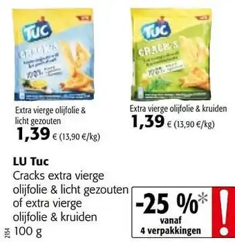 Colruyt Lu tuc cracks extra vierge 100 g aanbieding