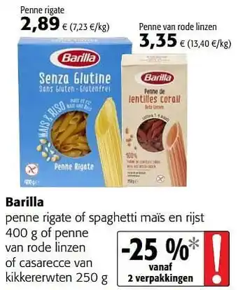 Barilla penne rigate of spaghetti maïs en rijst 400 g