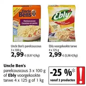 Uncle ben`s Ebly voorgekookte tarwe 4 x 125 g of 1kg