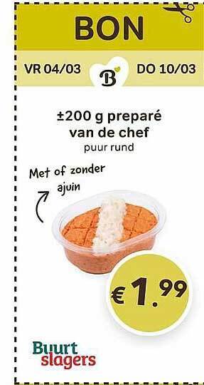 Bon Ap +200 G Preparé Van De Chef aanbieding