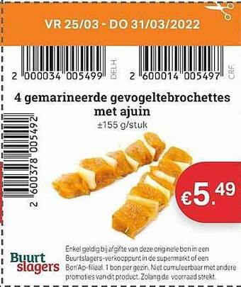 4 Gemarineerde Gevogeltebrochettes Met Ajuin
