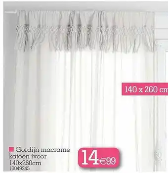 Gordijn Macrame Katoen Ivoor 140x260cm