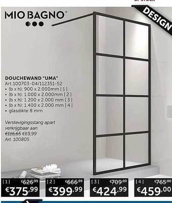 Zelfbouwmarkt Douchewand aanbieding