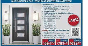 Zelfbouwmarkt Buitendeuren Pvc Standaardmaten En Maatwerk aanbieding