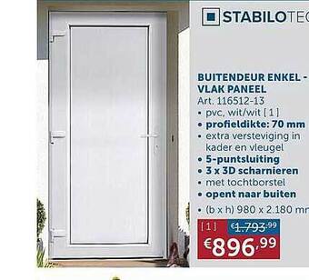 Zelfbouwmarkt Buitendeur Enkel Vlak Paneel aanbieding