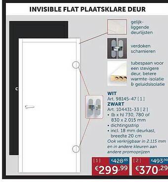 Zelfbouwmarkt Invisible Flat Plaatsklare Deur aanbieding