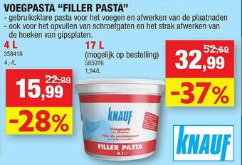 Hubo Voegpasta Filler Pasta aanbieding