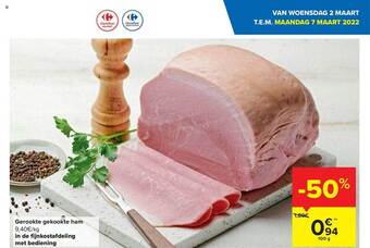 Carrefour Gerookte Gekookte Ham aanbieding