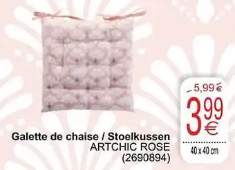 Cora Galette de chaise - stoelkussen artchic rose 40 x 40 aanbieding