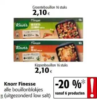 Colruyt Knorr finesse alle bouillonblokjes 16 stuks aanbieding